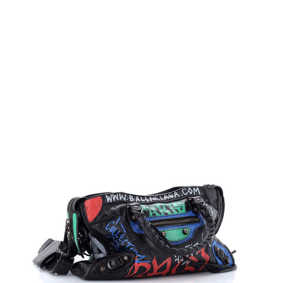 Balenciaga Small City Graffiti Classic Studs Bag Leather - Picture 2 of 7
